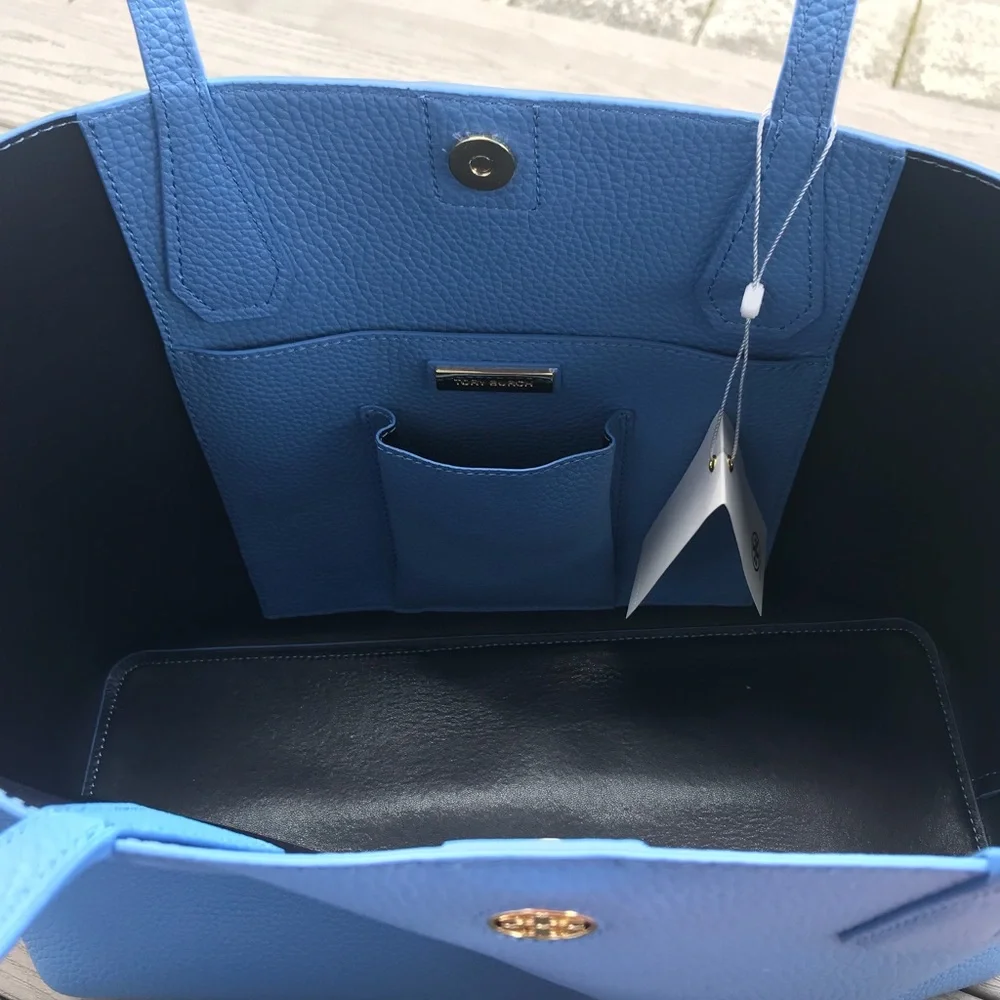 Tory Burch Light Blue Leather Tote Bag